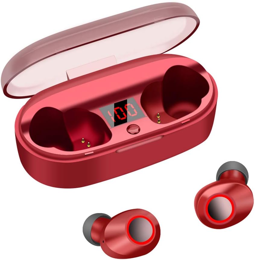 Wireless Earbuds Bluetooth 5.0, HiFi Sound LED Display 20H Playtime, True Wireless Bluetooth Earbuds IPX5 Sweatproof 3D Stereo Sports Built-in Mic in-Ear Bluetooth Earphone Portable Charging Case