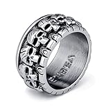 Mens Skull Band EVBEA Big Cool Biker Skull Face Motorbycle University Rings
