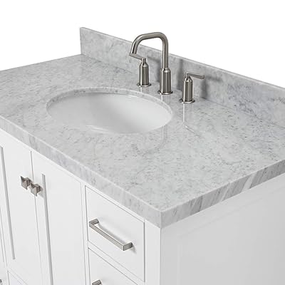 Buy Ariel 43 Inch Oval Sink White Bathroom Vanity Cabinet With Carrara White Marble Countertop 2 Soft Closing Doors And 9 Full Extension Dovetail Drawers No Mirror Online In Indonesia B07w45ptjn Buy Ariel 43 Inch Oval Sink White Bathroom Vanity Cabinet With Carrara White Marble Countertop 2 Soft Closing Doors And 9 Full Extension Dovetail Drawers No Mirror Online In Indonesia B07w45ptjn