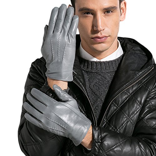 Magelier Men's Boy's Winter Warm Genuine Real Lambskin Nappa Leather Fleece Lined Motorcycle Driver Christmas Gift Dress Gloves,Grey,US 10 Magelier Men's Boy's Winter Warm Genuine Real Lambskin Nappa Leather Fleece Lined Motorcycle Driver Christmas Gift Dress Gloves,Grey,US 10