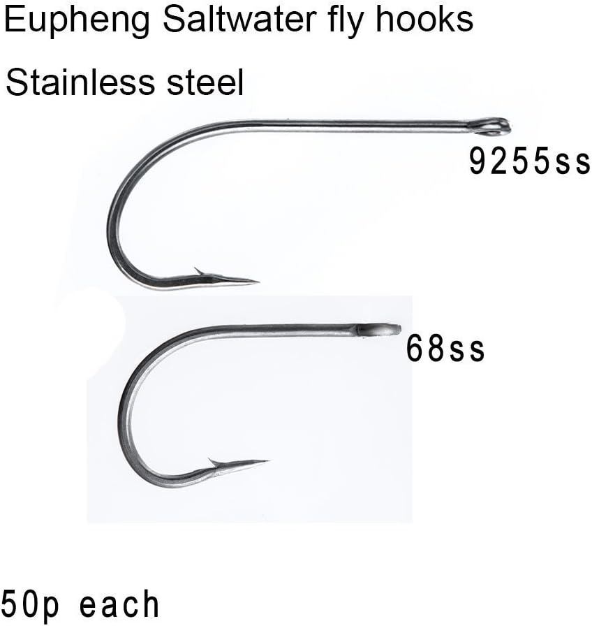 Eupheng 50 pc Each Pack Plus Best Salt Water Stainless Steel Fly Hook Collection O'Shaughnessy Tarpon Hook