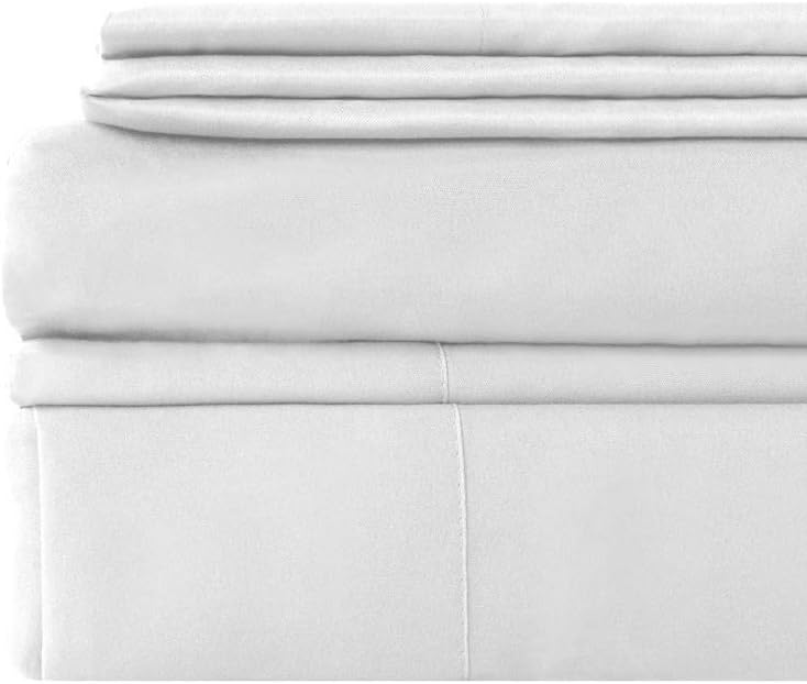 ViscoSoft White Queen Sheets | Essentials Microfiber Bed Sheet Set | 4-Piece Classic Design
