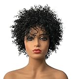 Wiginway Black Short Afro Curly Hair Wigs for Black Women Natural Looking Fashion African American Wigs Synthetic 8 Inch