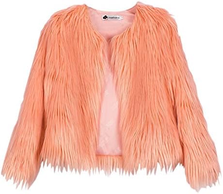 ELINKMALL Women's Winter Fluffy Faux Fur Short Coat Jacket Outerwear Cardigan