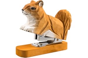 Kcgani Wooden Animal Stapler, Desktop Stitcher Art Figurine Statue Sculpture for School Office Stationery (Squirrel)