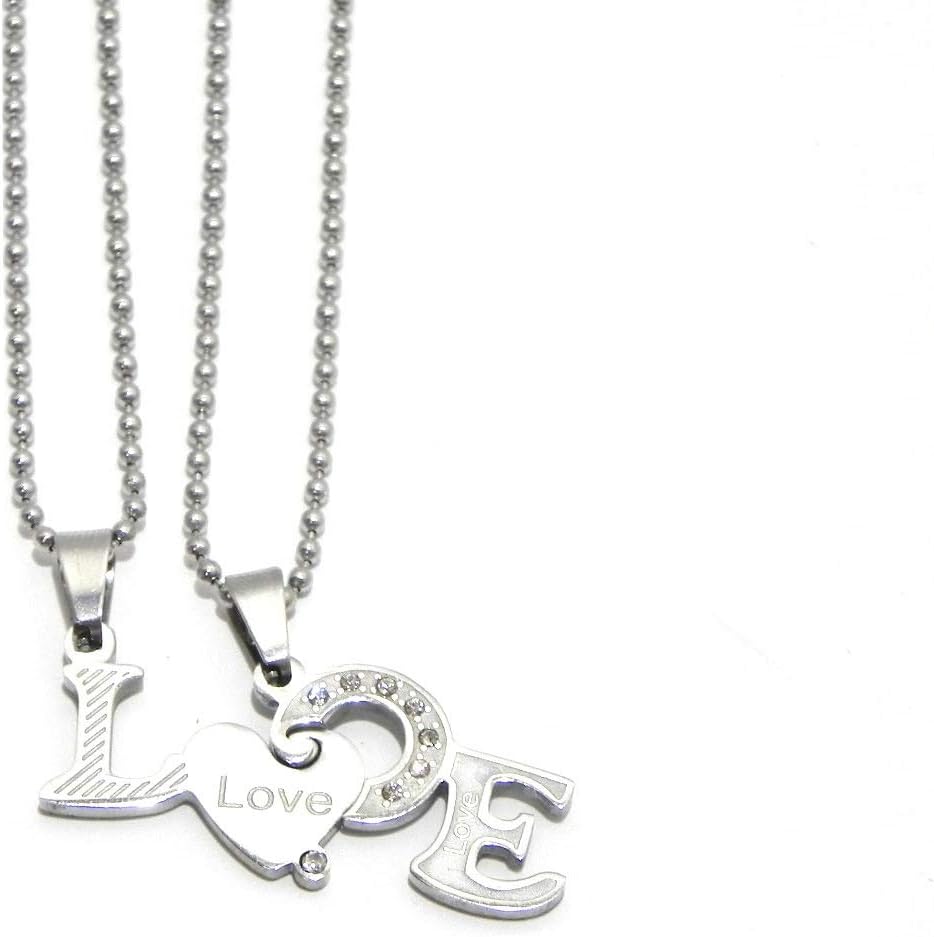 Mailo Jewellery 'Necklace Men Women and Love Steel Crystals You & Me C0635