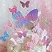 Butterfly Cake Toppers Kit (Set Of 11) Kids Girls Rainbow Birthday Party Supplies Baby Shower Cake Decorations