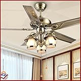 OCT Original Design Indoor Pendant Lights Bronze Brushed+Wireless Remote Control Modern Chandelier 48 Inch 5 Blades 3 LED Ceiling Lamps Nordic ikea Fashion Ceiling Fan Lights Luxury Ceiling Fan Motor Lighting Bedroom/Home/Living Room/Hotel/Restaurant/Bar/Coffee/Office Lights Application (Red Antique Brass)