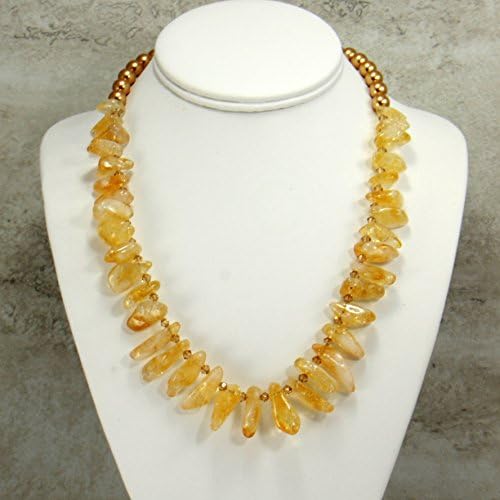 Citrine and Pearl Handmade Statement Necklace, Natural Citrine Gemstones Necklace, Artisan Beaded Necklace Jewelry Set (earrings included)