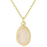 Wovanoo Stone Pendant Necklaces Gemstone Dangle Necklace 18K Gold Plated Teardrop Pendant Necklace for Women