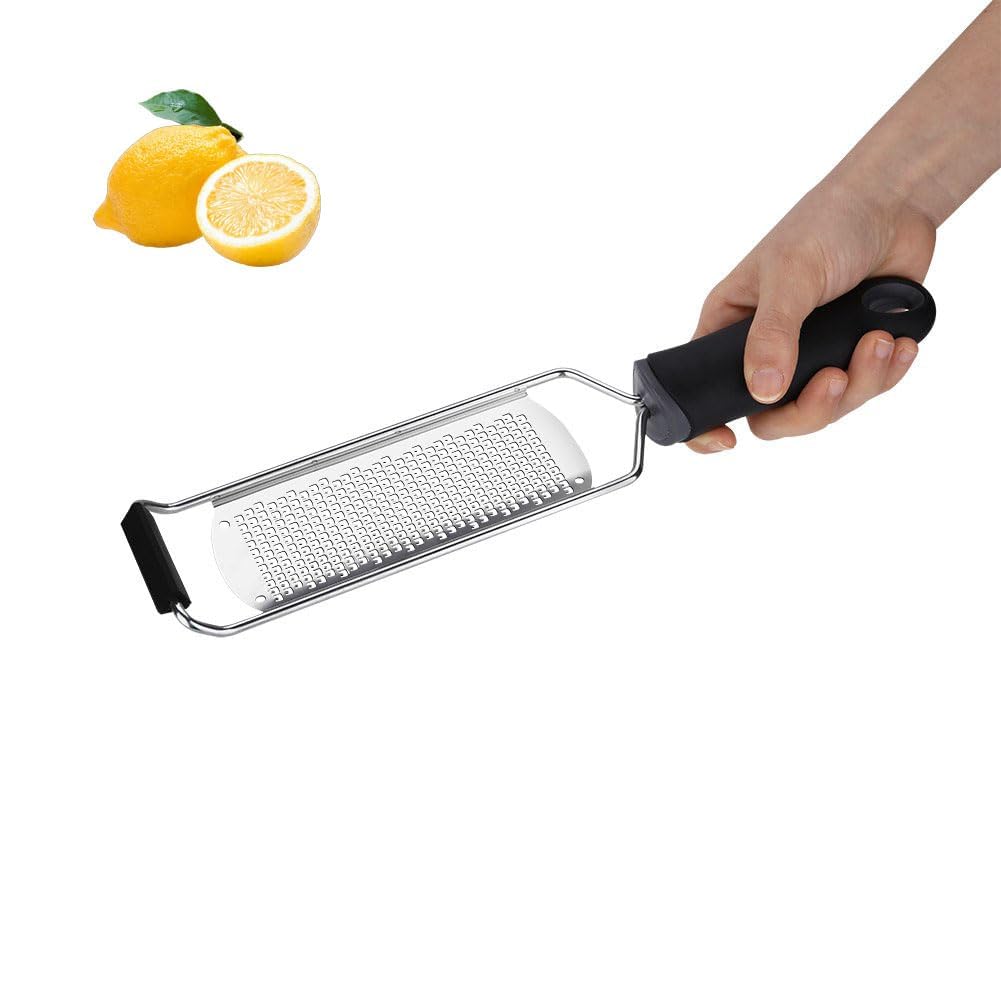 Kitchen Grater, Stainless Steel Cheese Grater & Lemon Zester Ergonomic TPR Handle Food Grater for Zest Lemon, Orange, Citrus, Cheese, Chocolate, Nuts, Gingers, Garlic