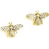 SLUYNZ 925 Sterling Silver Bee Earrings Studs for Women Cute Bumble Bee Earrings (Gold)