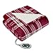 Beautyrest Reversible Faux Sherpa to Fleece Electric Wrap Poncho Blanket Shawl Wearable, Auto Shut Off, Virtually Zero EMF, Multi Heat Setting, UL Certified, Machine Washable, Red Plaid 50