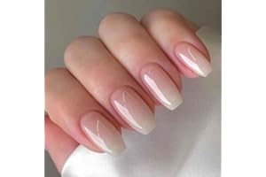 Enppode Medium Press on Nails Coffin Fake Nails White Nails Glossy Full Cover Nails for Women 24 PCS/Set