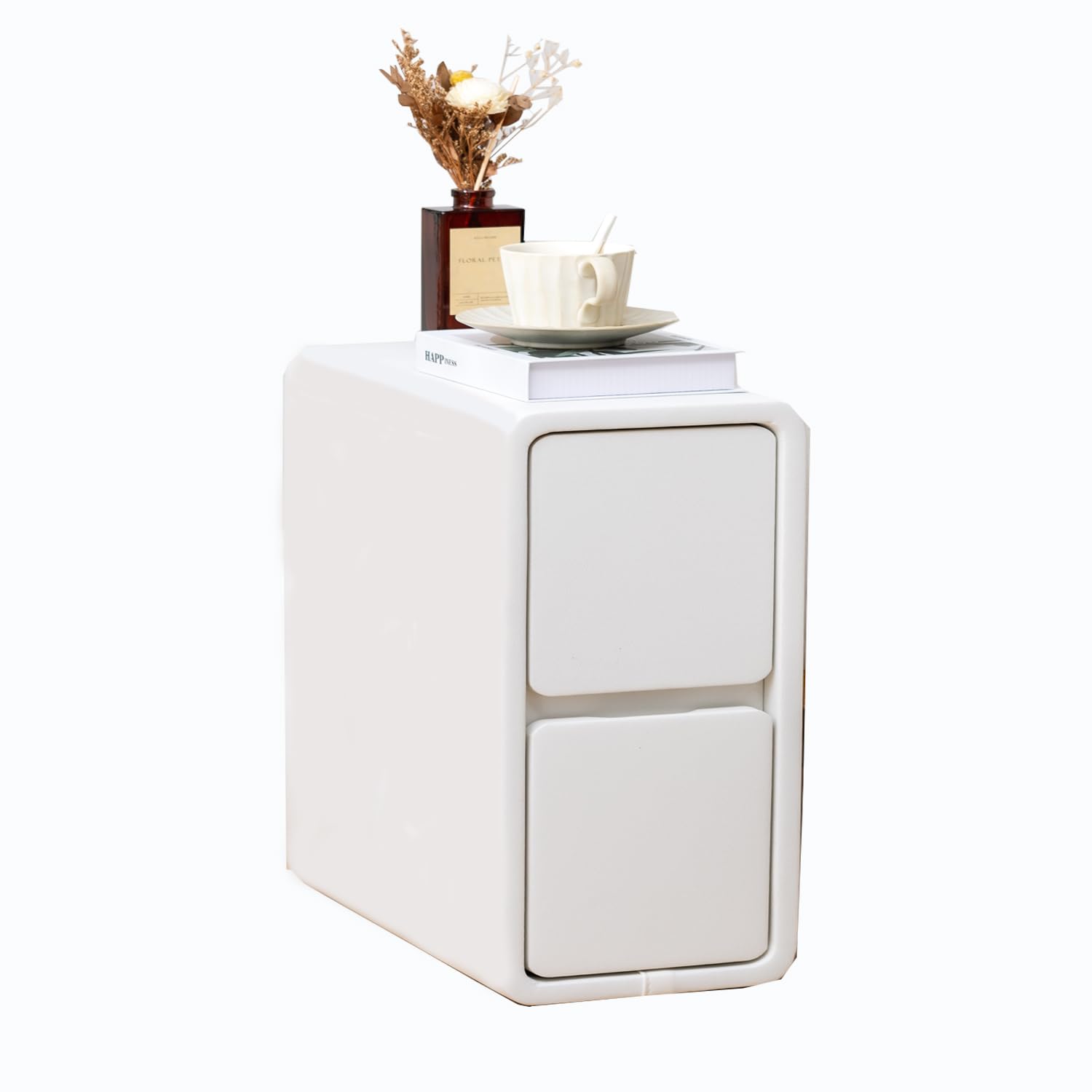 Photo 1 of latifolia Narrow Nightstand, White Small Side Table, Slim Solid Wood Bedside Table for Bedroom(9.84''W)