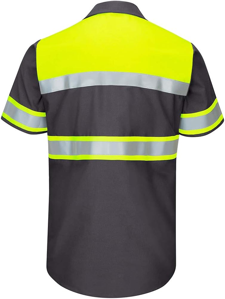 Red Kap Men's Hi-vis Ss Colorblock Ripstop Work Shirt-Type O, Class 1: Clothing