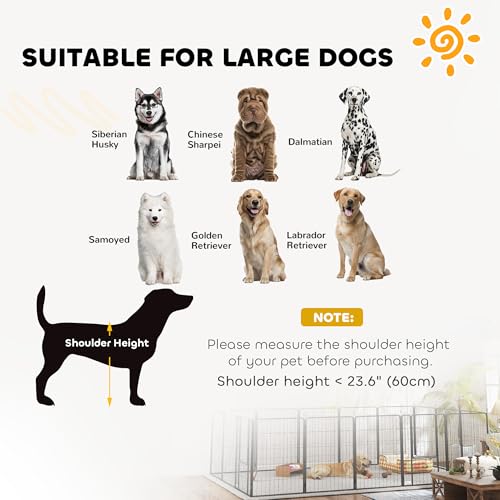 PawHut 16 Panels Dog Playpen, 27" W x 39.5" H Portable Heavy Duty Pet Fence with Door & Strap for Indoor Outdoor Backyard Garden, Foldable Puppy Pet Pen for Large Dogs