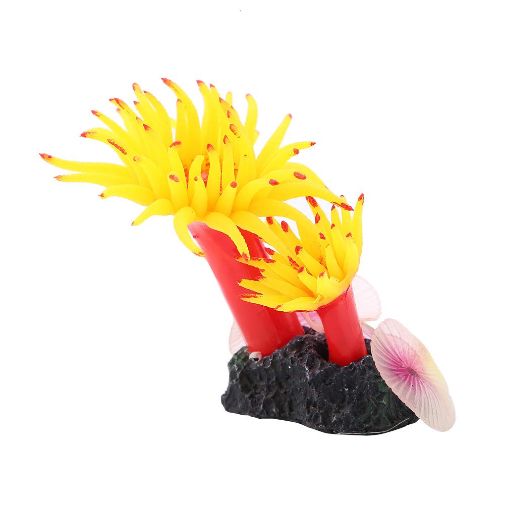 Duokon Artificial Silicone Coral Plant for Fish Tank Aquarium Landscaping Decor Ornament (Yellow)