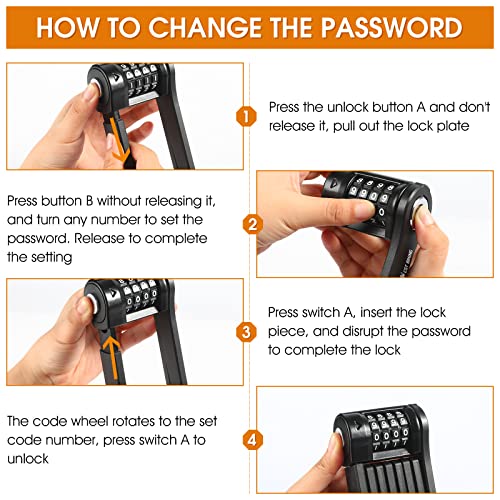 West Biking Compact Folding Bike Lock 8 Joints High Security Bicycle