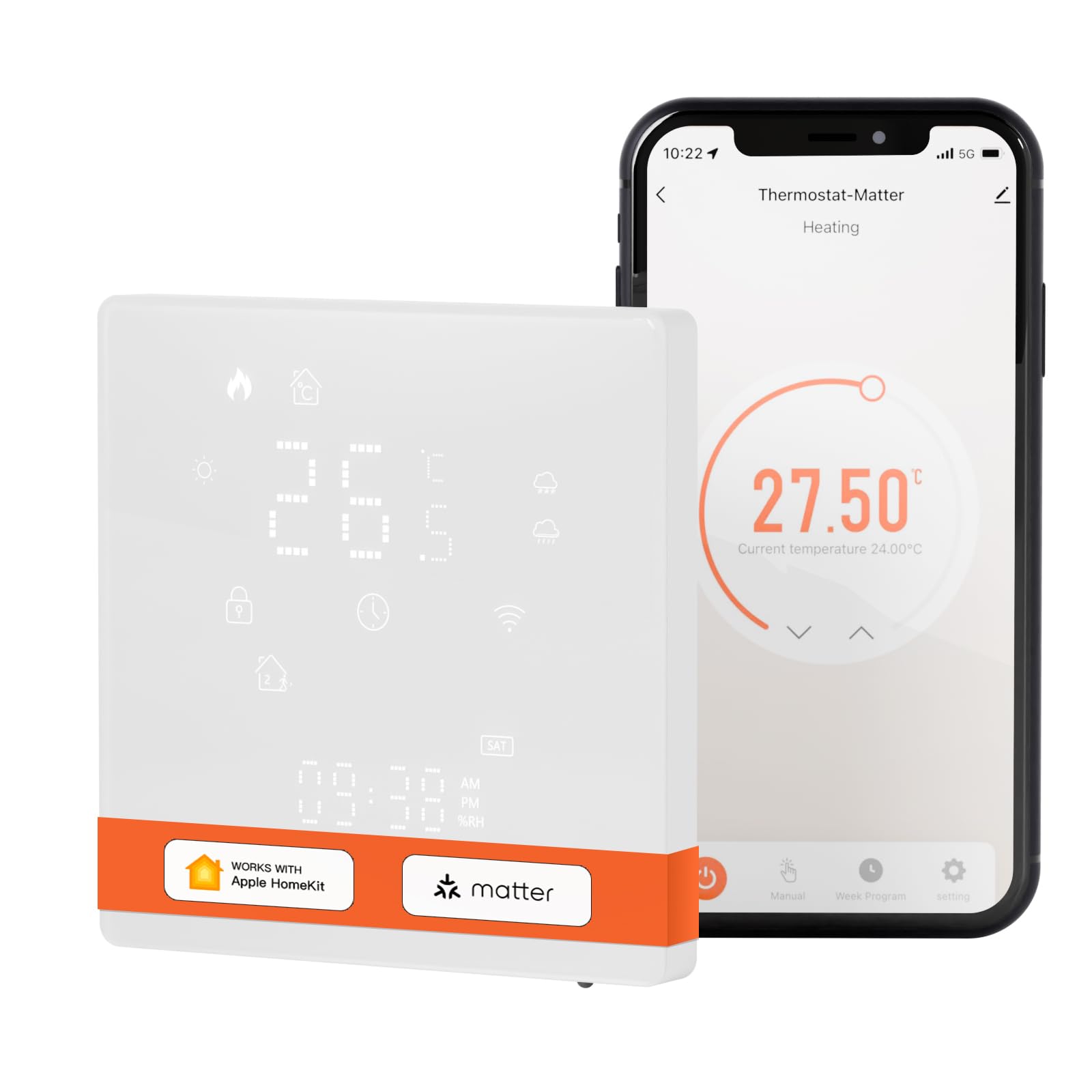 MOES Smart Thermostat for Water Floor Heating | Matter over WiFi | Tuya Platform | Compatible with Apple Home, Alexa, Google Home