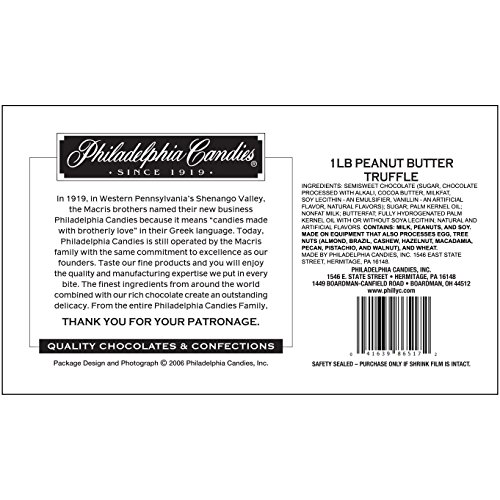 Philadelphia Candies Dark Chocolate Peanut Butter Truffles Net Wt 1 lb