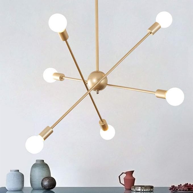 Lámpara Moderna Luces Colgantes Dormitorio Metal Oro Negro Araña Mesa