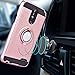 Stylo 3 / Stylus 3 / Stylo 3 Plus Case with HD Screen Protector,Ymhxcy 360 Degree Rotating Ring & Bracket Rubber Dual Layer Shock Bumper Resistant Back Cover for LS777-ZH Rose Gold