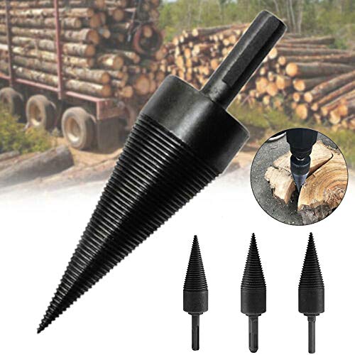 1 pc Holzspaltbohrer mit 3 Multifunktion Schaft - Hex Shank, Square and Round Handle, Spiralkegel Bohrer Set für Splitter Holzspalter Holz Handspalter Log Spalter Brennholzspalter – Bild 3
