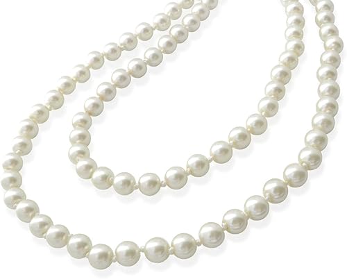 Amazon パール ネックレス ロングネックレス 1連 真珠 グラスパール オールノット仕上げ 150cm 2連 3連 アレンジ 冠婚葬祭 結婚式 パーティ フォーマル 上品 高見え ネックレス 通販