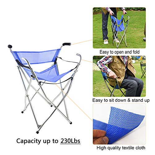 Frehsore® Walking Stick Folding Cane Seat for Women/Men with Heavy Duty - Walker Chair Bench Camping Travel Stool 2 Handle with 4 Legs (for Standard Figure)