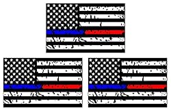 See 3PCS Police and Fire Dept. Blue/Red Line American Flag Sticker / Car Sticker /4 