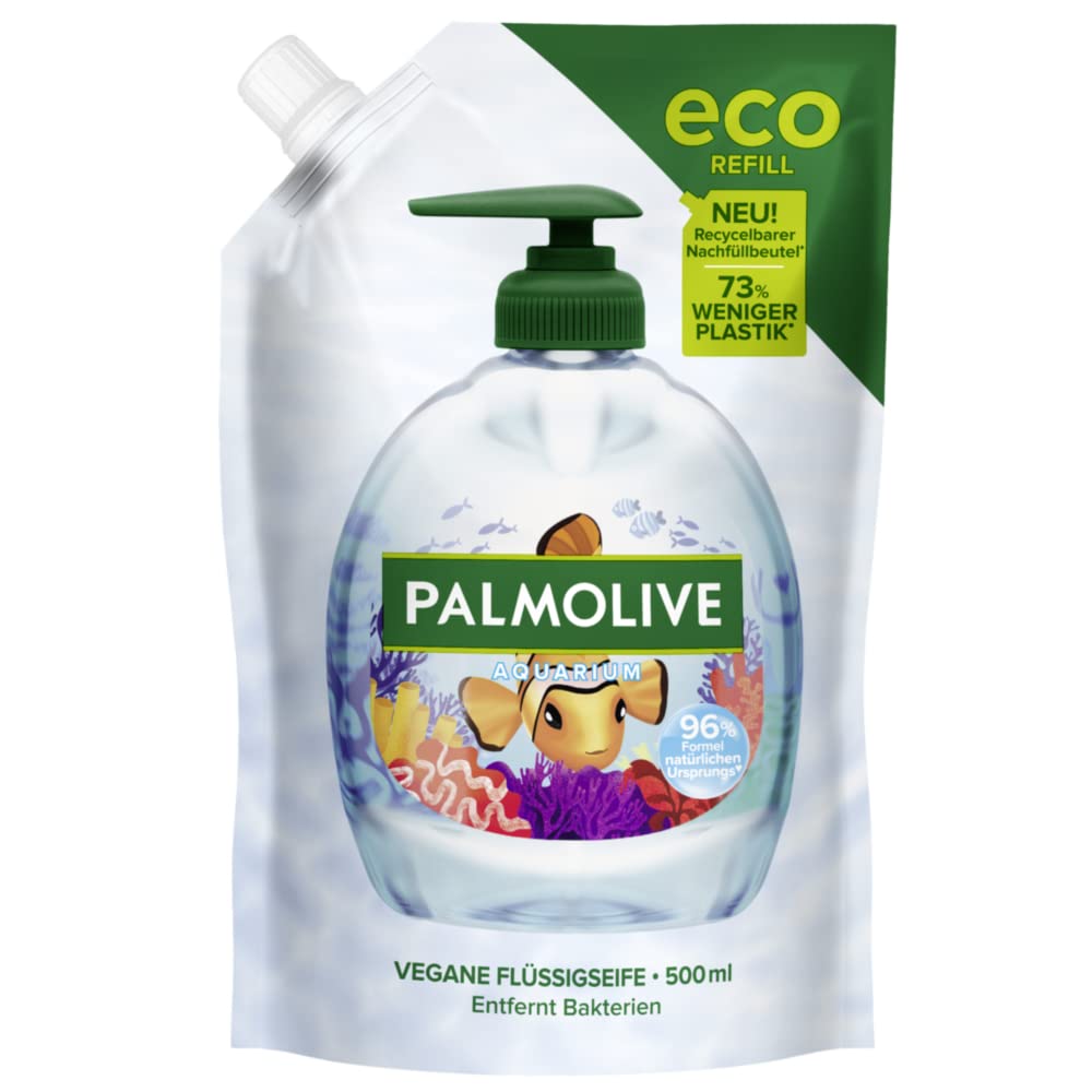 Palmolive Aquarium Soap 1 x 500 ml Refill Bag - Mild Hand Soap for Gentle Cleaning of Hands, Dermatologically Tested