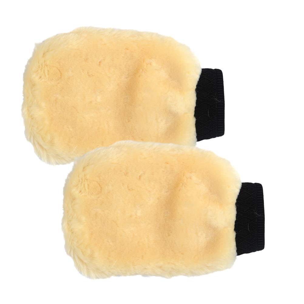 FOCCTS Wet/Dry Car Wash Mitt, Wool Auto Detailing Mitt, Quickly & Gently Cleans Delicate Finishes Without Swirls(23cm x 15cm)