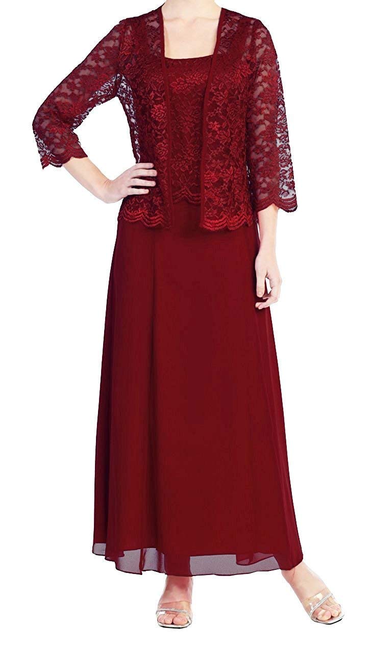 Womens Long Mother of The Bride Evening Formal Lace Dress with Jacket
