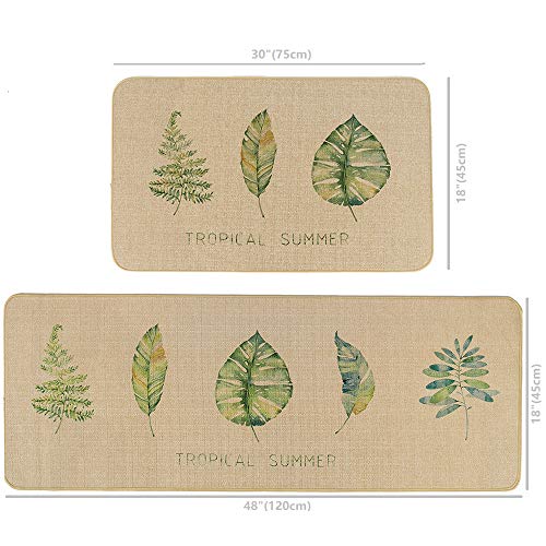 Anti Fatigue Floor Comfort Mat, HiiARug Microfiber Kitchen Rugs Cushioned Soft Non-Slip Rubber Back Floor Mats (18"x30"+18"x48", Pattern 1)