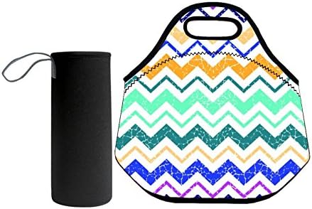 Luka Tech Insulated Neoprene Lunch Bag Tote Handbag lunch box Food Container Gourmet Tote Cooler warm Pouch Lightweight With Rugged Zipper &amp; Space + Water Bottle Sleeve For Women Girls School (113)