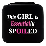 "This Girl is Essentially SpOILed" Essential Oil Carrying Case Holds 30 5ml/10ml/15ml Bottles; Black Nylon Travel-Friendly Foam-Padded Organizer with Handle and Zipper