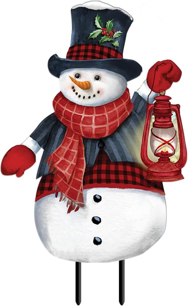 Plaques & Wall Art - Briarwood Lane Winter Snowman Metal Yard Art 27.75