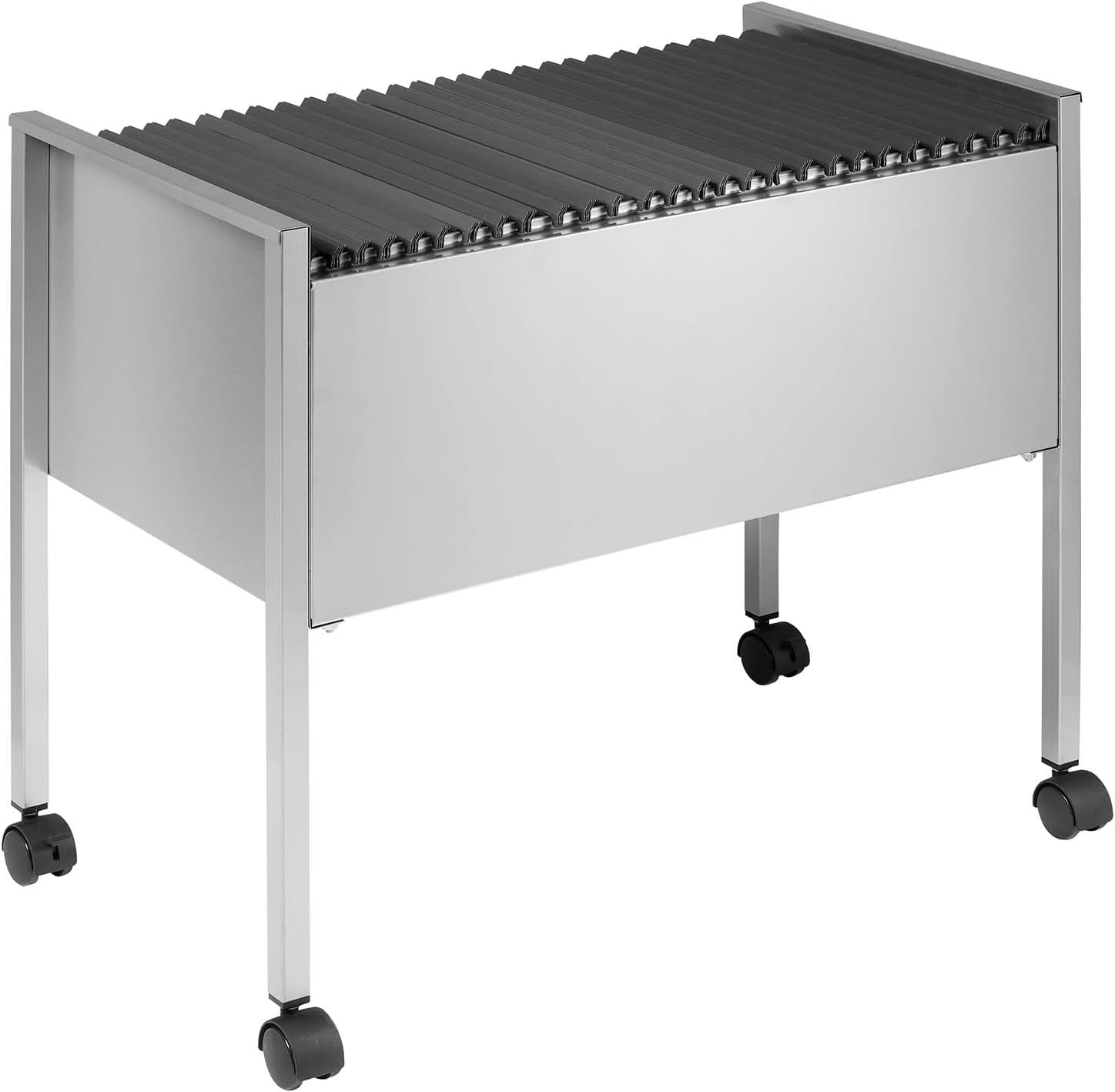 Durable ECO Suspension File Trolley, for 80 A4 Suspension Files, Made of Strong Steel, Silver Colour, Ideal for Filing and Storage In Offices