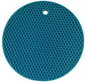 2 Jolly Home Fashions Multipurpose Round Silicone Pot Holders/Trivets/Jar Openers/Spoon Rests - Durable, Flexible, Heat Resistant, Set of 2, Color: Dark Turquoise, Great Gift For Her