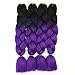 Ombre Color Synthetic Hair 3 packs Jumbo Braiding Hair Extension 24Inch 100gram Synthetic Two Tone High Temperature Crochet Braids (Black and purple)