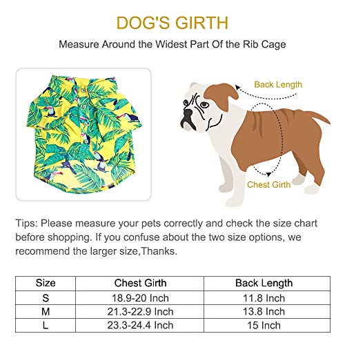 SUPOW Pet Hawaiian Breeze Camp Shirt, Dog Polo Sunscreen T Shirts, Sun Protection Lightweight Cute for Small to Medium Puppy Cool Summer Custom Vest - Thumbnail 4