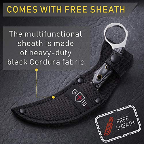 Karambit Knife with Sheath Small Fixed Blade Knofe Claw Knife