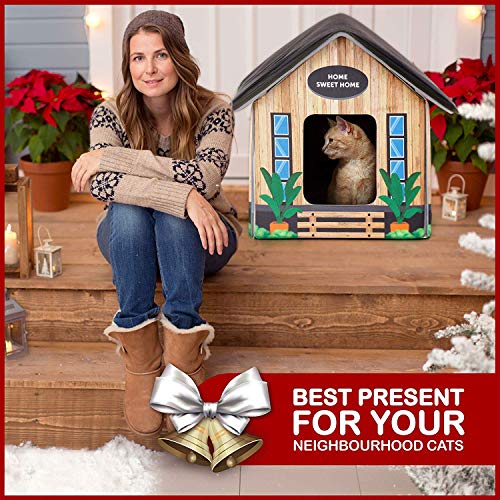 PETYELLA Heated cat Houses for Outdoor Cats in Winter Heated Outdoor