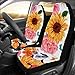 InterestPrint Universal Fit Custom Watercolor Sunflowers Roses Protector Two Front Car Seat Covers Set -100% Breathable