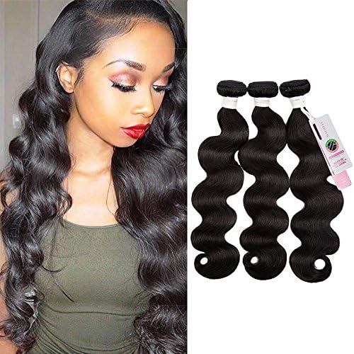 Sedittyhair Brazilian Human Hair Bundles (14 16 18 Total 300g) Body Wave Bundles 8A Grade 100% Unprocessed Virgin Human Hair Body Wave Double Weft Weave Bundles Natural Black Color