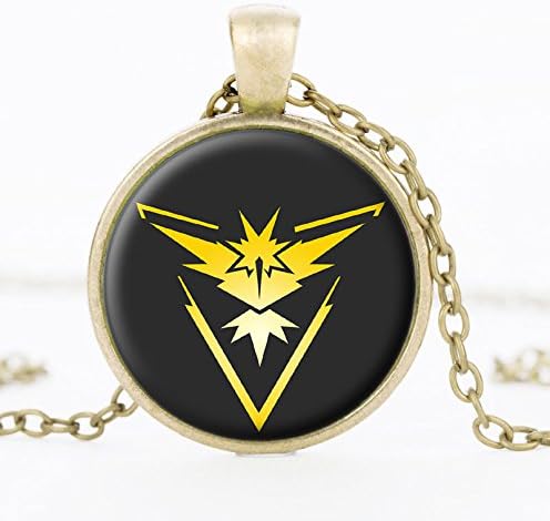 JewelryX - Bronze Team Instinct Pokemon Go Ball Pokeball Cabochon Glass Charm Pendant Chain Necklace Women Men