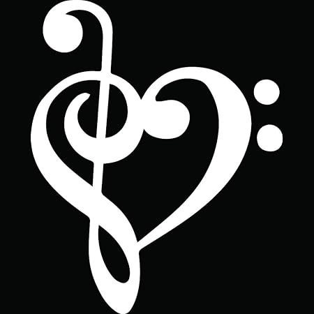 Amazon Angdest ト音記号 音符 ハート 2個セット 高品質 防水 ビニール デカール ステッカー ノートパソコン Macbook 携帯電話 タブレット ヘルメット 車 窓 バンパー マグ Tuber Cup ドア 壁装飾 8 X 10 5 ホワイト Ang 93 ステッカー デカール