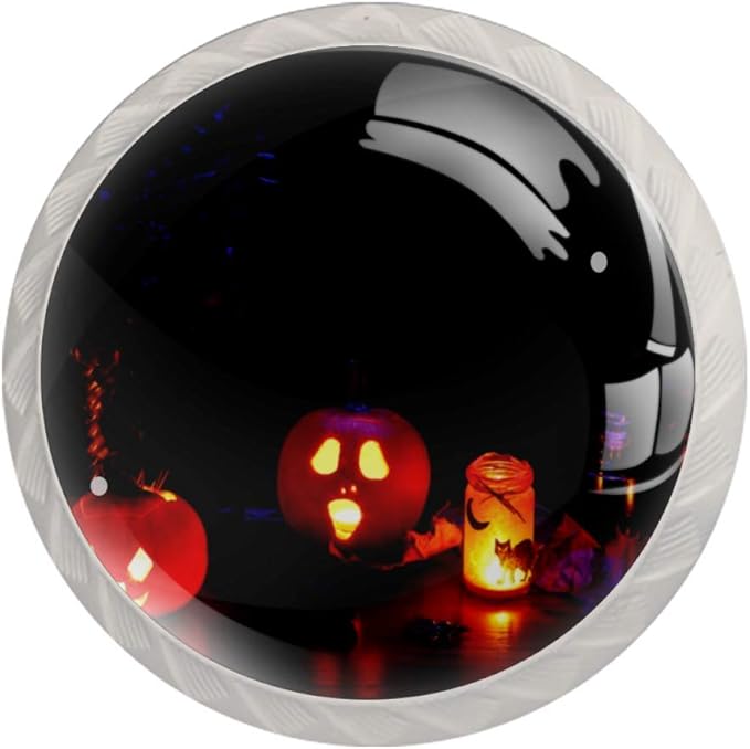 Paquete de 4 perillas para cajones Linterna de calabaza de Halloween