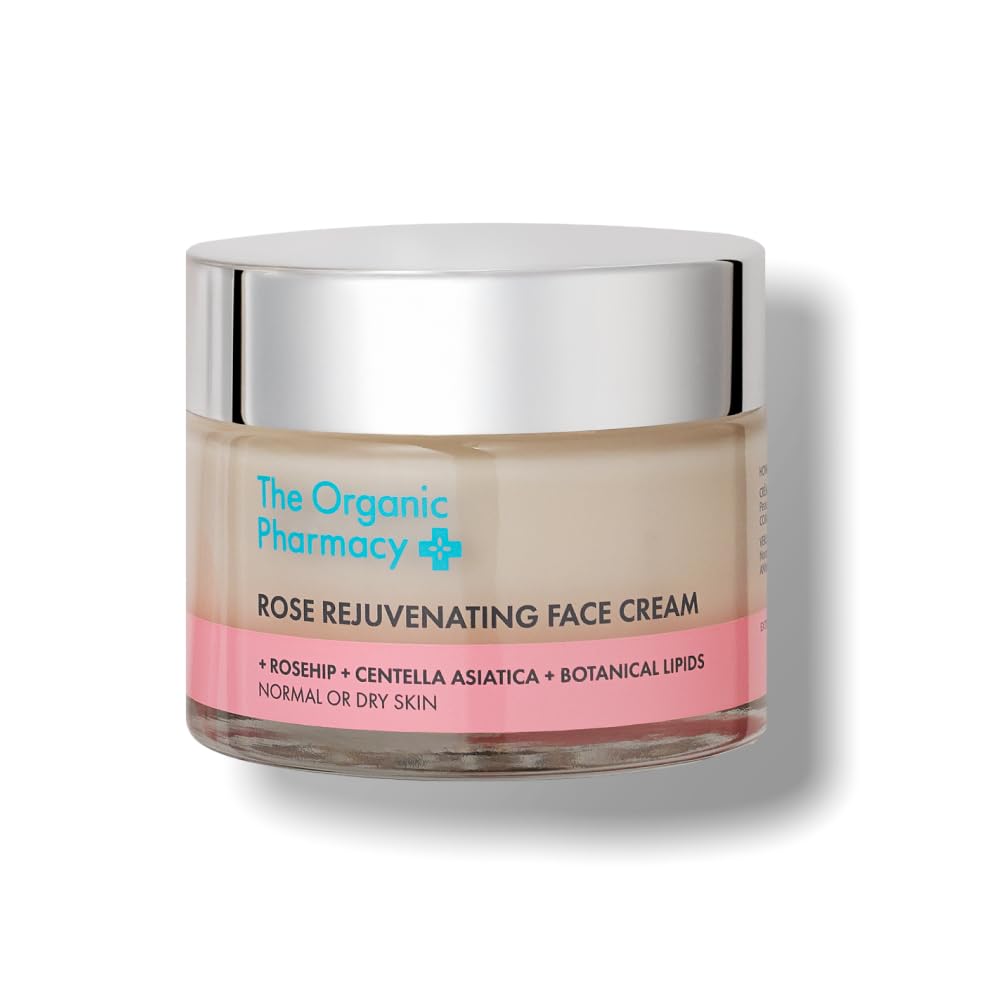 The Organic Pharmacy Rose Rejuvenating Face Cream, 50ml - Intensive wrinkle correction, Anti-ageing, With Rosehip, Centella Asiatica, Botanical Lipids, Organic 77%, Natural 81%